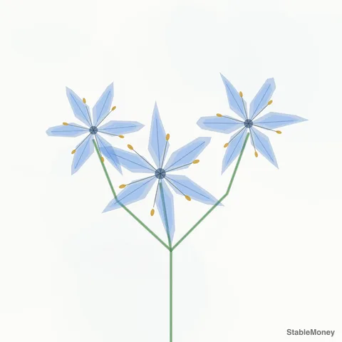 three blue lilies on white