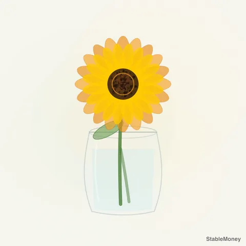 one sunflower in a jar