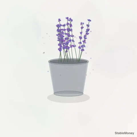 lavender in a tin cup