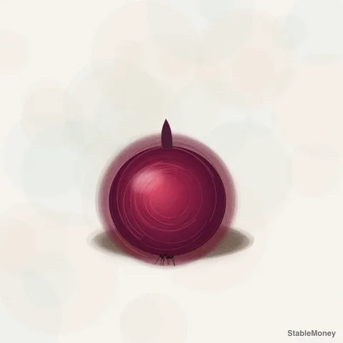 a red onion on paper