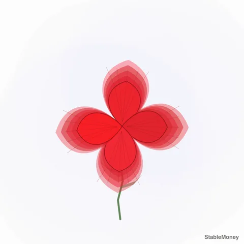 one poppy on white