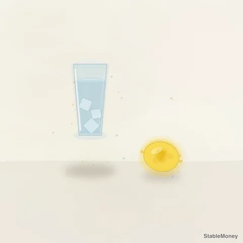 a glass of water and a lemon