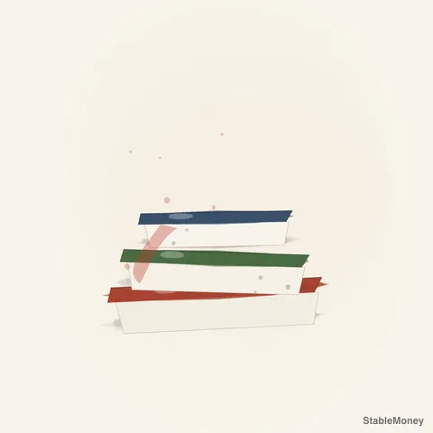 a stack of three books