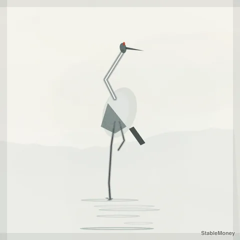 a crane on one leg